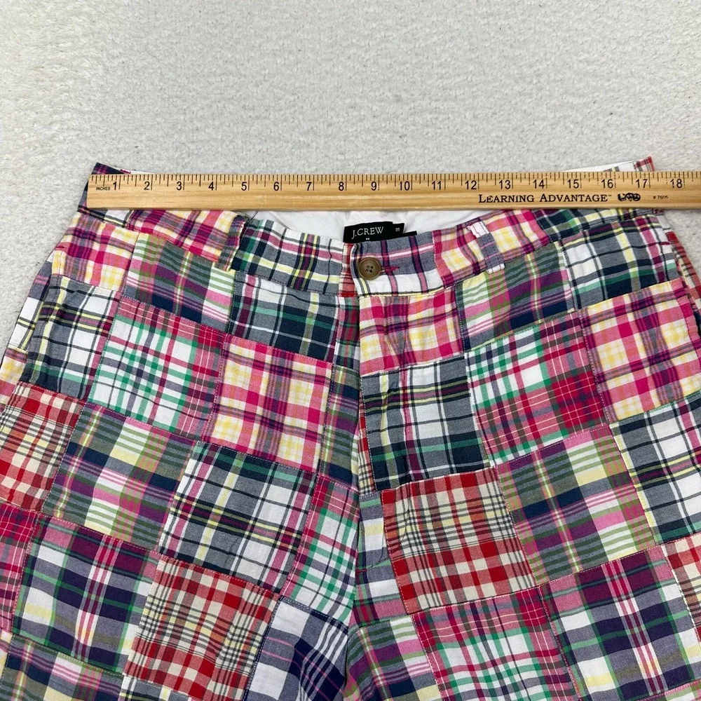 J CREW Shorts Mens 35 Madras Plaid‎ Patchwork Multicolor 100% Cotton Chino 9